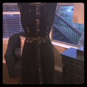 Allen B. Black w/lace striped print shift dress-M